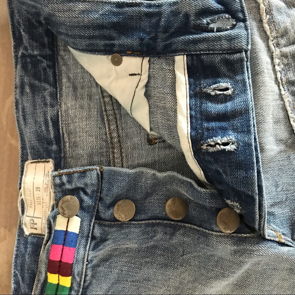 Free People 28 Elliot Denim Cutoff Shorts Rainbow - Picture 8 of 8